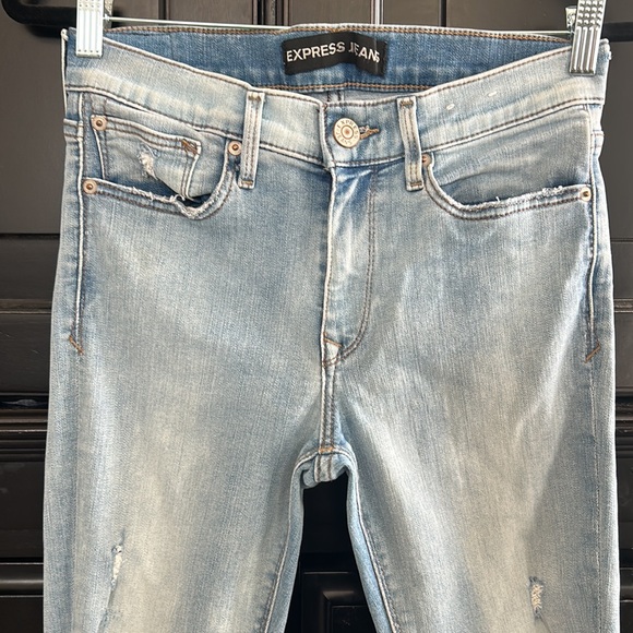 Express Light Wash Distressed Stretch Skinny Jeans - Picture 2 of 4